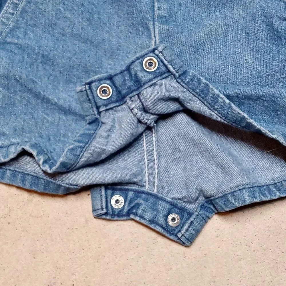 Vintage OshKosh B’gosh Made In USA Denim Jean Overalls Shorts Vestbak 18 Months